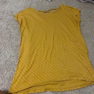 Old navy mustard yellow and white polka dot shirt
